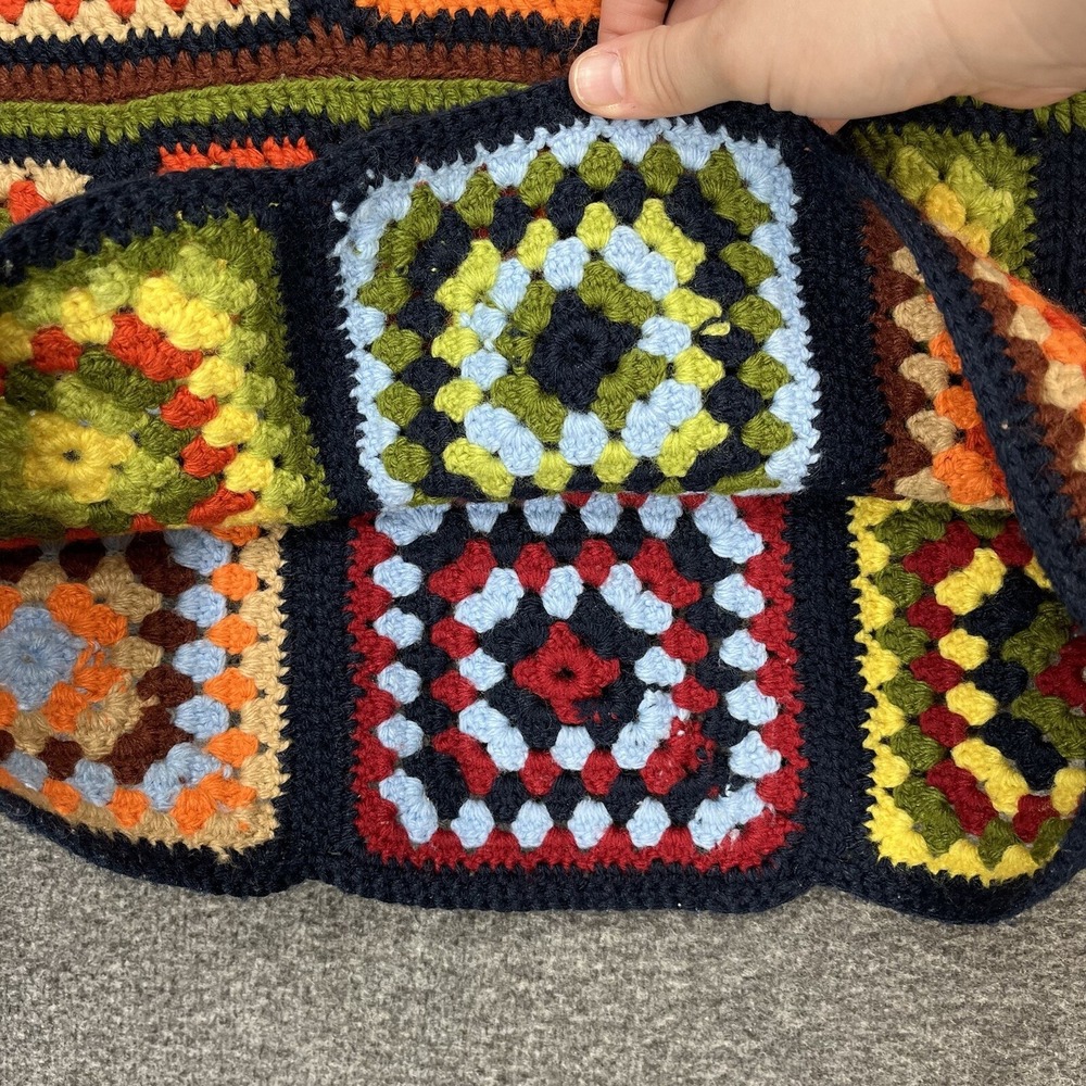 Vintage Handmade Granny Square Crochet Tank Top Women's Small Hippie Colorblock - Picture 4 of 10